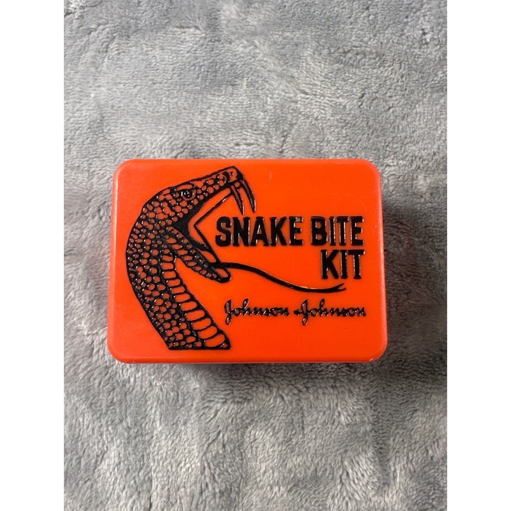Vintage Johnson & Johnson Snake Bite Kit Orange Case Collectible